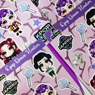 K pop Huntrix Chibi Sticker Seti (Rumi, Mira, Zoey) - K-Pop Demon Hunters Çıkartmalar