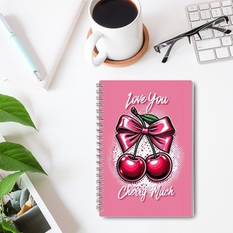 Kiraz Desenli A5 Defter - Pembe Aesthetic Defter 