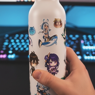 Genshin Impact Chibi Sticker Sayfası - Vinil Anime Çıkartma Seti