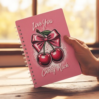 Kiraz Desenli A5 Defter - Pembe Aesthetic Defter 