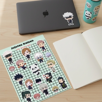 Jujutsu Kaisen Chibi Sticker Sayfası - Gojo ve Itadori Vinil Çıkartma Seti (A5/A6)