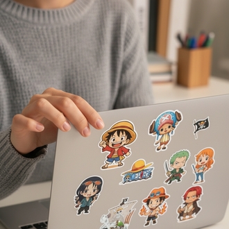 One Piece Chibi Sticker Sayfası - Hasır Şapka Tayfası Vinil Çıkartma Seti (A5/A6)