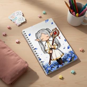 Anime Frieren Sert Kapak Defter | Spiral Ciltli Anime Defteri | Fantasy Anime Kırtasiye
