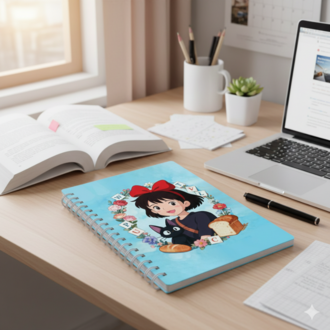 Kiki's Delivery Service Tasarımlı Spiralli Defter - Studio Ghibli Anime Defteri