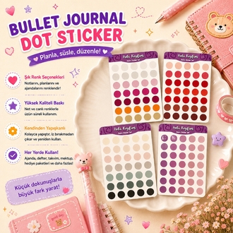 Bullet Journal Dot Sticker Seti A6 | Renkli Planlayıcı Nokta Stickerları | Hobi Keyfim