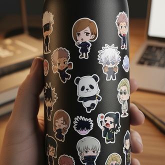 Jujutsu Kaisen Chibi Sticker Sayfası - Gojo ve Itadori Vinil Çıkartma Seti (A5/A6)