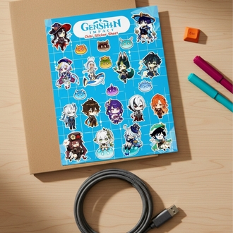 Genshin Impact Chibi Sticker Sayfası - Vinil Anime Çıkartma Seti