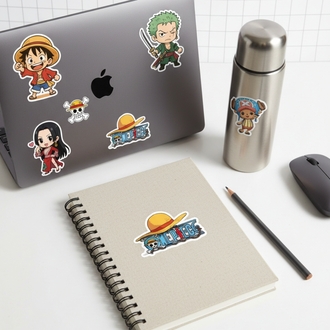 One Piece Chibi Sticker Sayfası - Hasır Şapka Tayfası Vinil Çıkartma Seti (A5/A6)