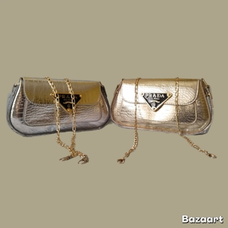 Trend Metallic Krokodil Desenli Zincir Askılı Mini Omuz Çantası (Altın & Gümüş Seçeneği)