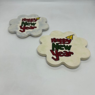 Happy New Year , 2 li bardak altlığı seti