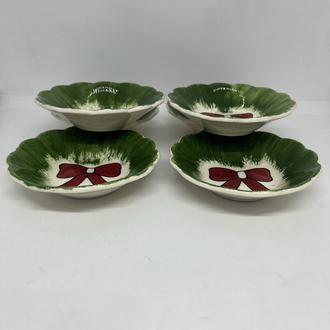 Yılbaşı temalı, 6 lı çay tabağı seti, çini el boyaması