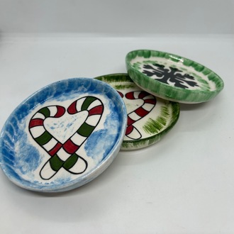 Çini, yılbaşı tabak seti, 3lü set