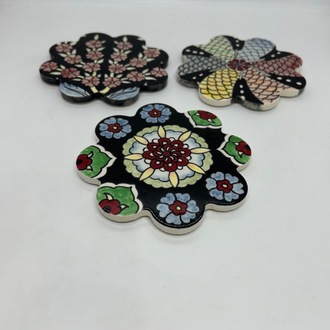 3lü set, çini bardak altlığı