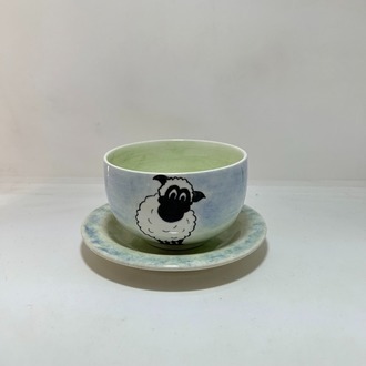 Çini - koyun desenli - geniş fincan