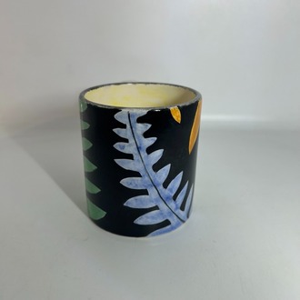 Çini - mini kupa - yaprak desenli