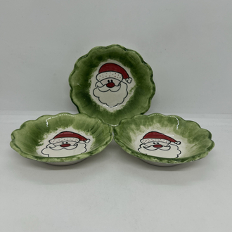 Çini, 3lü çay tabak seti, Noel baba desenli