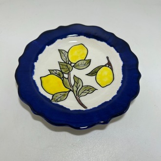 Çini, limon desenli, kıvrımlı tabak