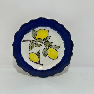 Çini, limon desenli, kıvrımlı tabak