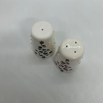 Yılbaşı Ağaçlı, El Boyaması Tuzluk Biberlik