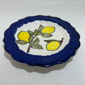 Çini, limon desenli, kıvrımlı tabak
