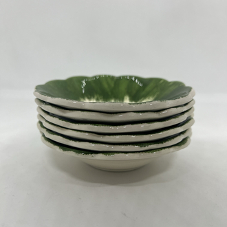 Yılbaşı temalı, 6 lı çay tabağı seti, çini el boyaması