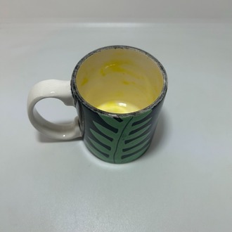 Çini - mini kupa - yaprak desenli