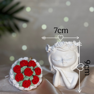 Amigurumi Çiçek Anahtarlık ve 9 cm Dekor Kız Biblo – El Yapımı Mini Set