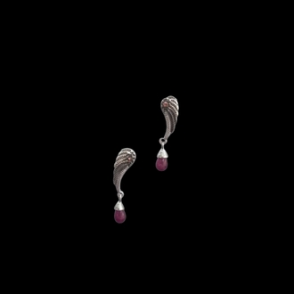 EL İŞİ 0.12 CT PIRLANTA 1.60 CT DROP KÖK YAKUT GÜMÜŞ KANAT KÜPE