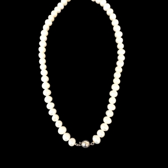 EL İŞİ BEYAZ İNCİLİ SWAROVSKİ GÜMÜŞ KOLYE