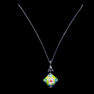 EL İŞİ 0.5 CT PIRLANTALI CLOİSONNE GÜMÜŞ KOLYE