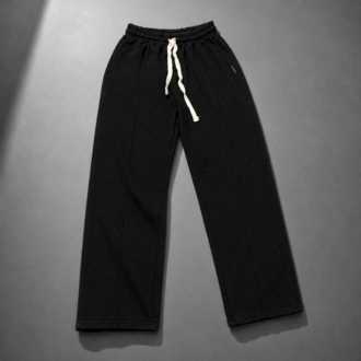 Vintage Washed Wide Leg Eşofman - Siyah