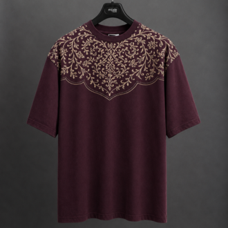 Vintage Washed Oversize T-Shirt - Bordo