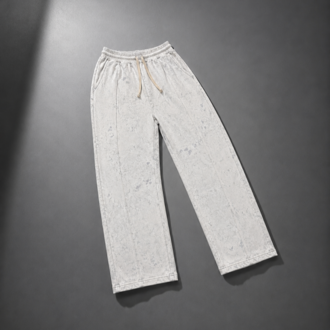 Vintage Washed Wide Leg Eşofman - Beyaz