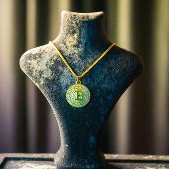 ICE “BITCOIN” SILVER/GOLD PENDANT