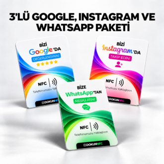 3’lü Google, Instagram ve WhatsApp Paketi 15x10 cm