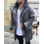 •Kürklü Gri Denim Kumaş Premium Mont KBN3705