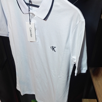 Calvin Klein Minimal Şerit Detaylı Beyaz Polo Tişört