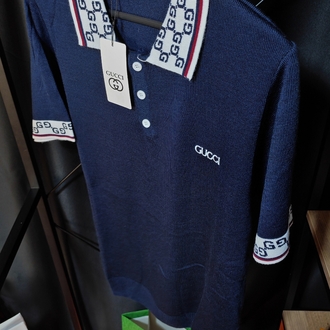 Gucci GG Monogram Detaylı Lacivert Polo Tişört