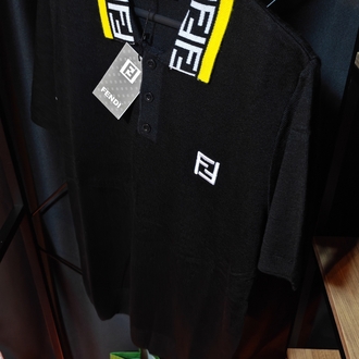 Fendi FF Monogram Detaylı Siyah Polo Tişört