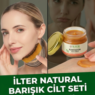 İLTER Natural Barışık Cilt Seti | %100 Doğal Kantaron Yağlı Krem & Lenfatik Drenaj Fırçası