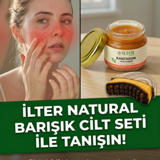 İLTER Natural Barışık Cilt Seti | %100 Doğal Kantaron Yağlı Krem & Lenfatik Drenaj Fırçası