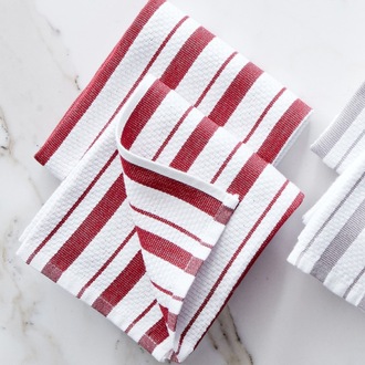 2'li Stripes Kırmızı Havlu Seti