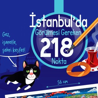 İstanbul Gezi Rehberi & İşaretleme Haritası (218 Nokta + Karikatür Poster)