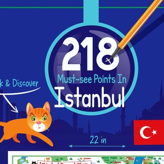 İstanbul Gezi Rehberi & İşaretleme Haritası (218 Nokta + Karikatür Poster)