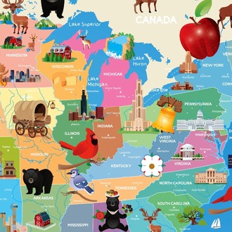Amerika Birleşik Devletleri ( Harita Poster ) İngilizce