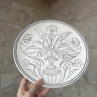 30cm Tahrirli lale desenli tabak