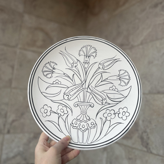 30cm Tahrirli lale desenli tabak