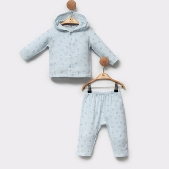 Müslin Bebek Takım-Mavi 2li Bebek Takım