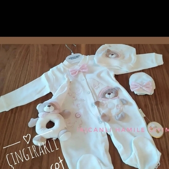 Oyuncaklı Bebek Tulum Set-0-3 ay