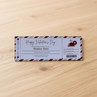 Sevgililer Günü Dinner Date Ticket Kart (İngilizce)